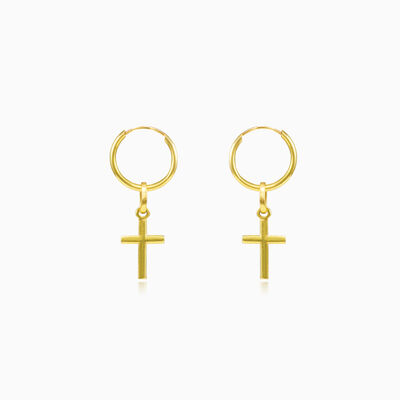 Plain gold cross earrings unisex Earrings Santa Croce