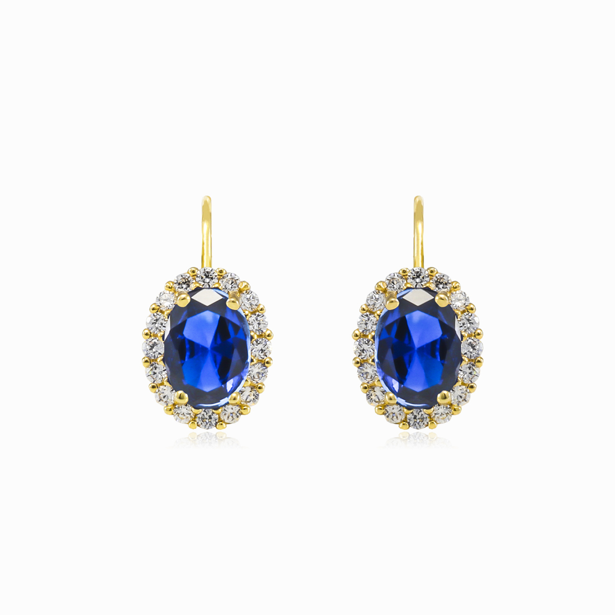 Pendientes de cuarzo azul ovalado y oro mujer Pendientes Royal N.1