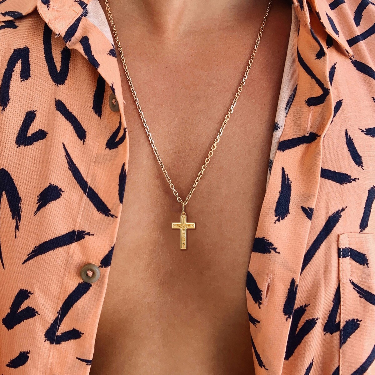 Yellow gold cross pendant unisex Pendants Santa Croce N.2