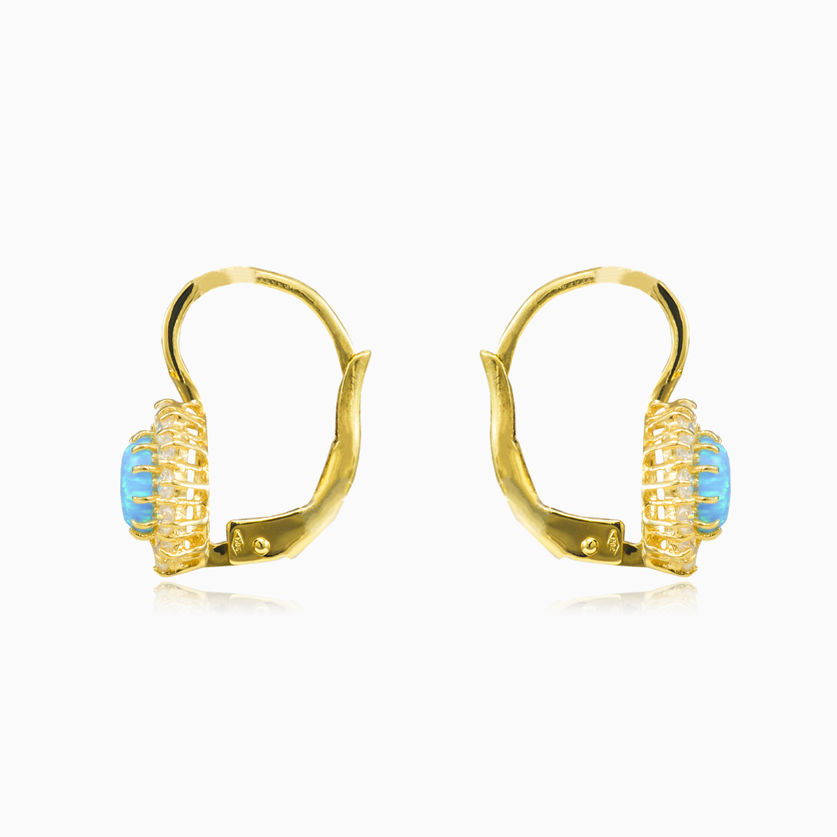 Königlich goldene blaue Opal-Ohrringe Frauen Ohrringe Royal N.2