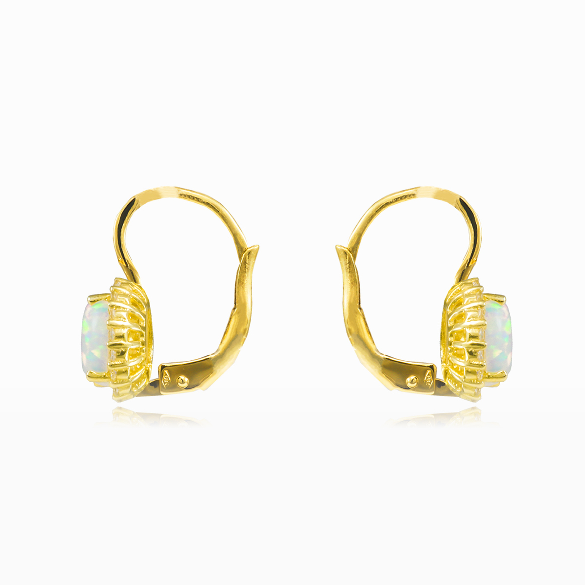 Pendientes reales de oro y ópalo blanco mujer Pendientes Royal N.2