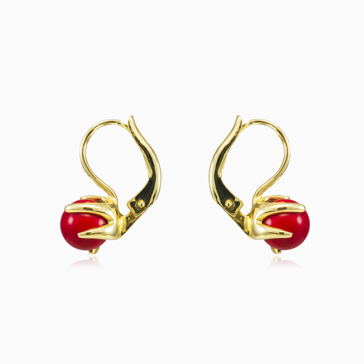 Pendientes únicos de coral rojo mujer Pendientes Tinge N.2