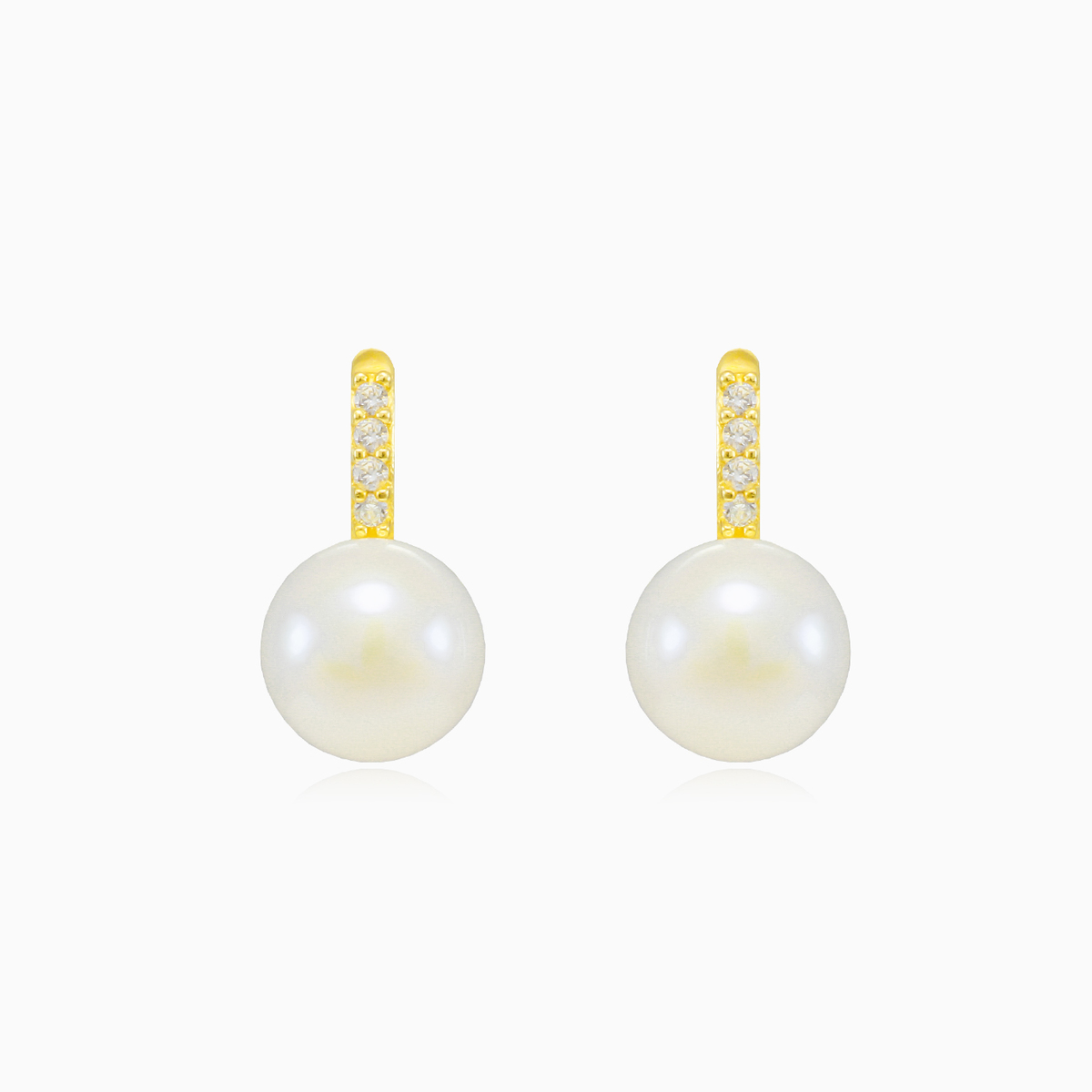 Pendientes cepillados de oro con perlas mujer Pendientes Lustrous N.1