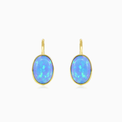 Simple blue opal gold earrings woman Earrings Tinge