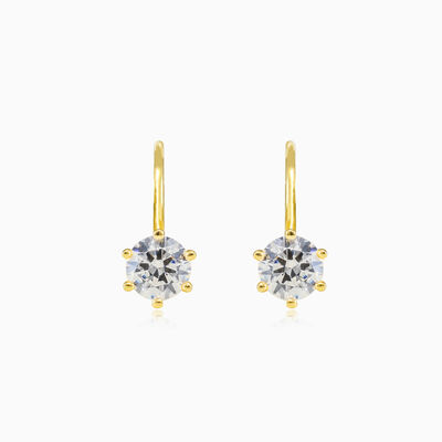 Six prong gold drop earrings woman Earrings Lustrous