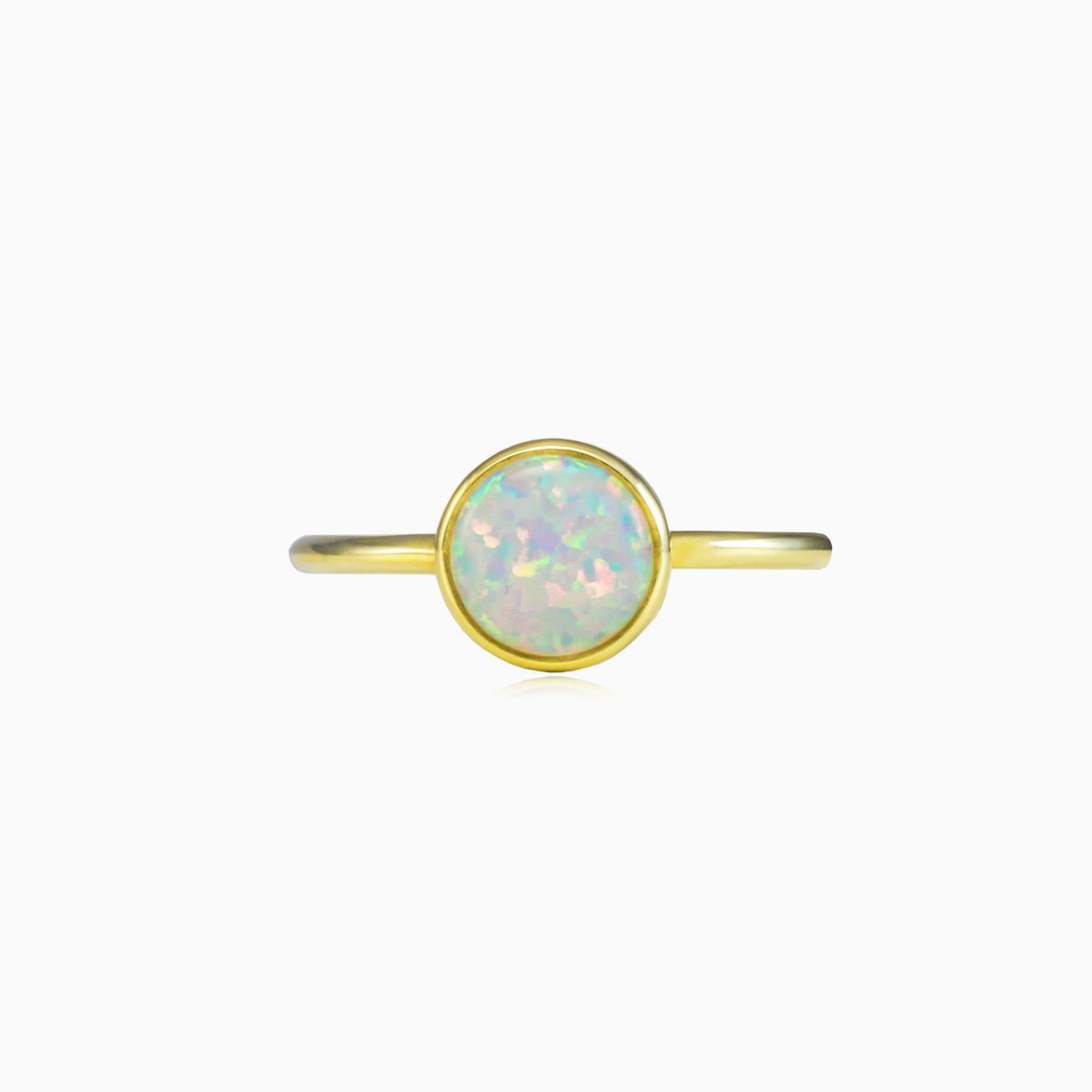 Runder Ring aus weißem Opalgold Frauen Ringe Tinge N.1