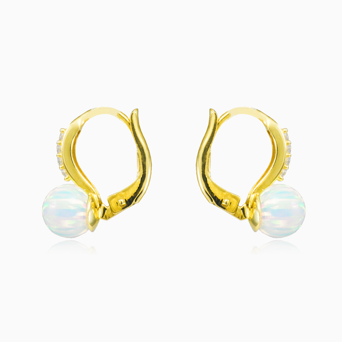 Accent gold white opal earrings woman Earrings Tinge N.2