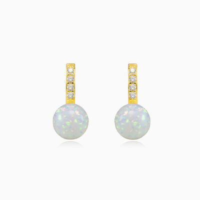 Accent gold white opal earrings woman Earrings Tinge