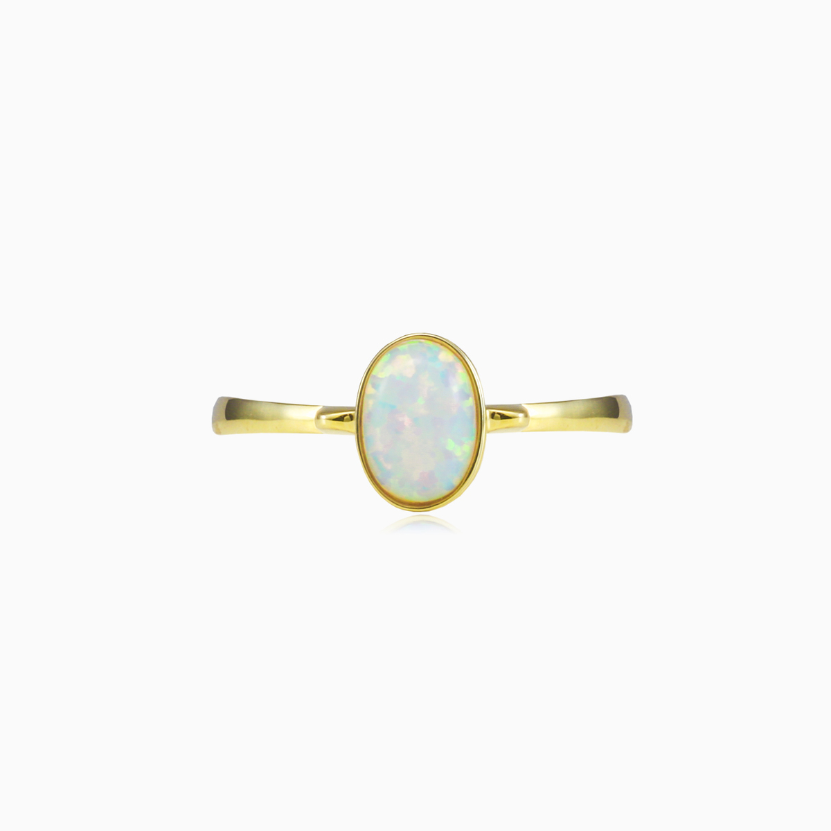 Simple white opal gold ring woman Rings Tinge N.1