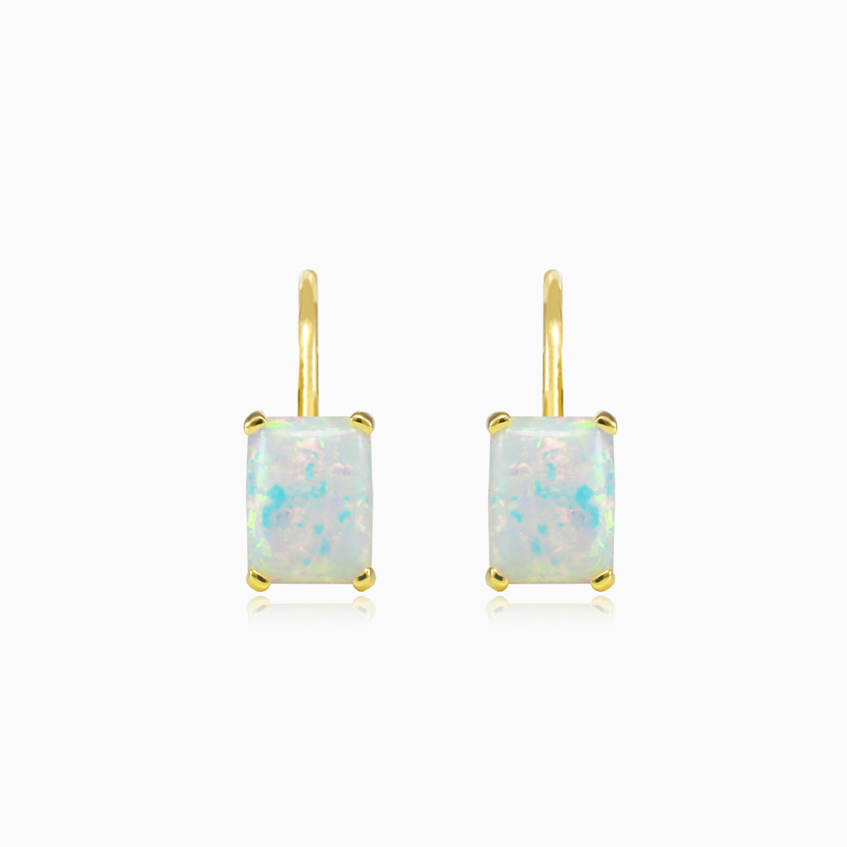Boucles d'oreilles rectangle en or opale blanche femme Boucles d'oreilles Tinge N.1