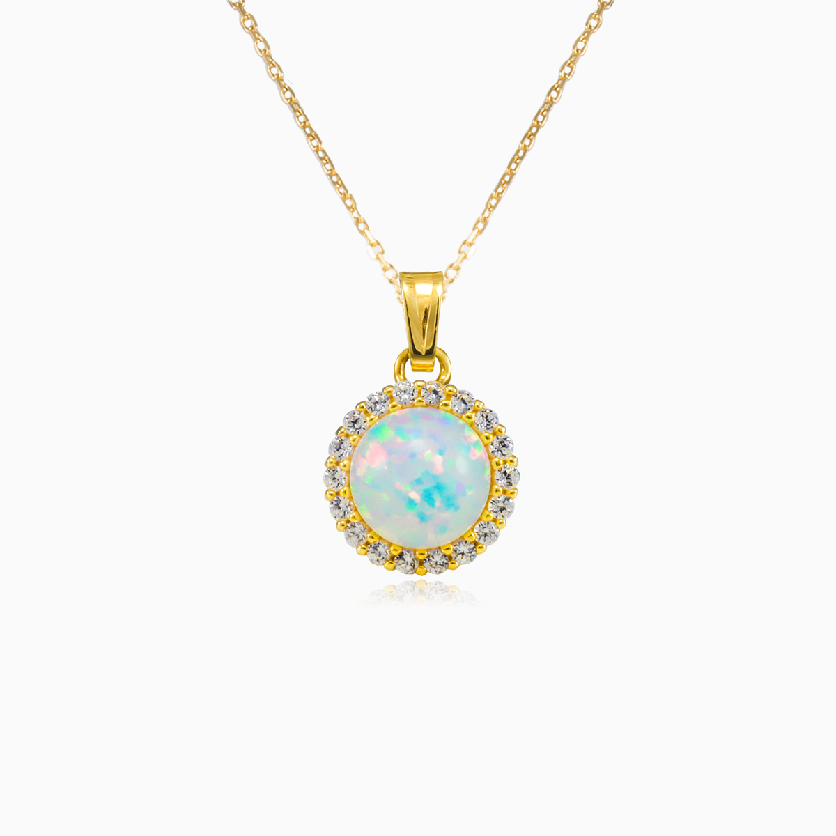 Pendentif halo en or opale blanche femme Pendentifs Royal N.1
