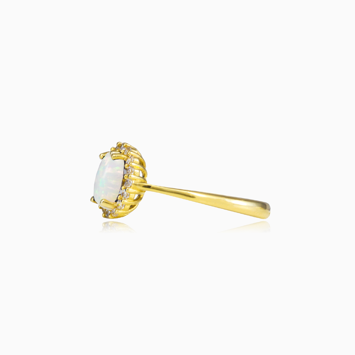Ovale Ring mit weißem Opal-Halo Frauen Verlobungsringe Royal N.2