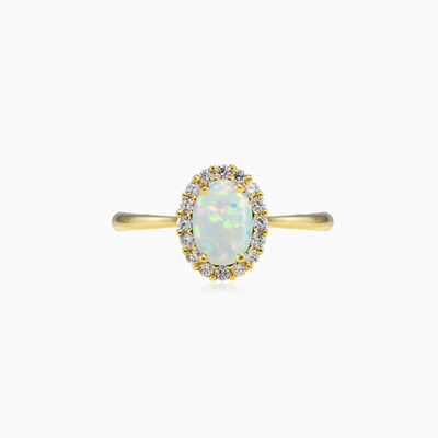 Oval halo white opal ring woman Engagement rings Royal