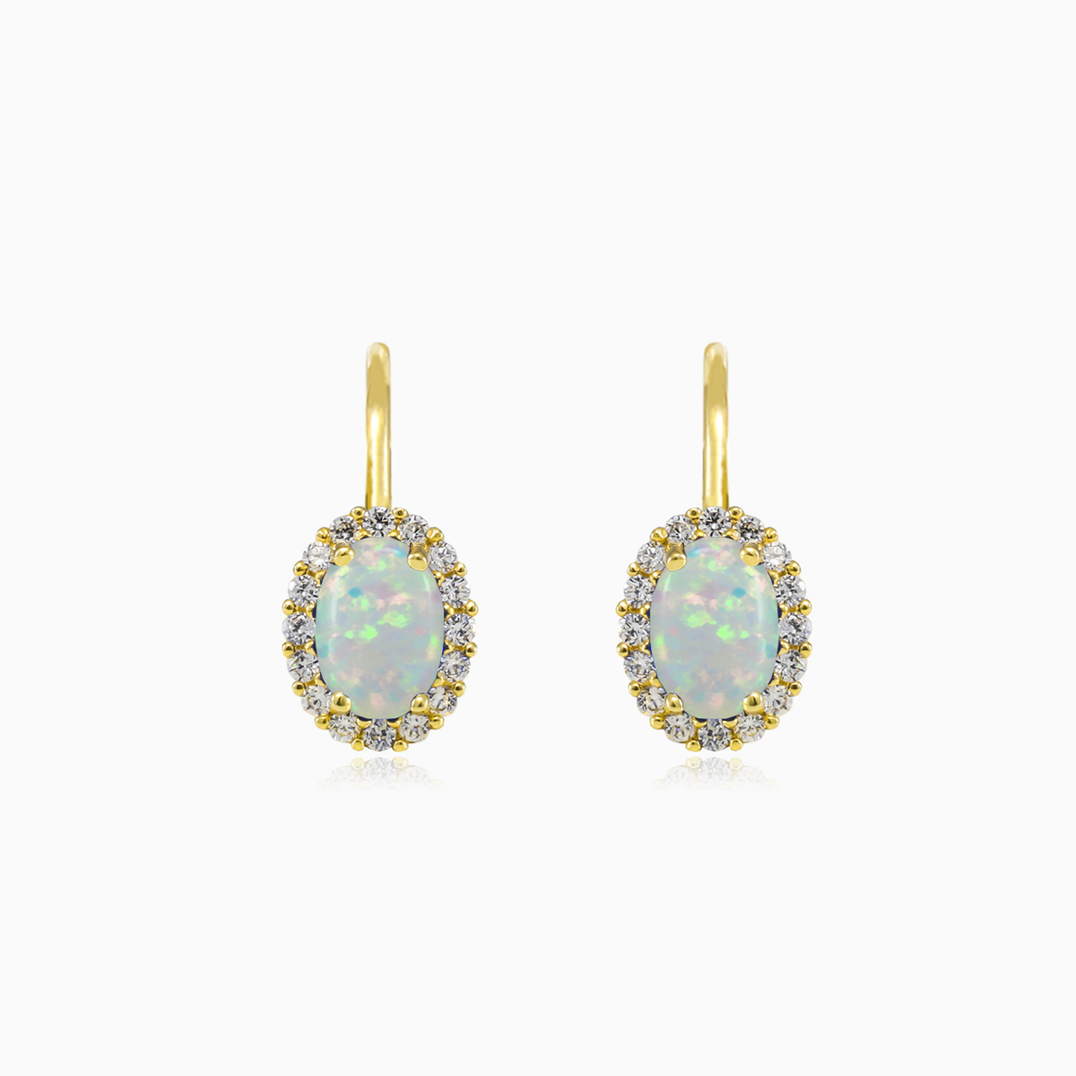 Pendientes Halo de ópalo blanco ovalado mujer Pendientes Royal N.1
