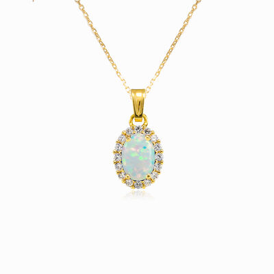 Oval halo white opal pendant woman Pendants Royal