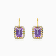 Pendientes Halo de amatista y esmeralda mujer Pendientes Royal
