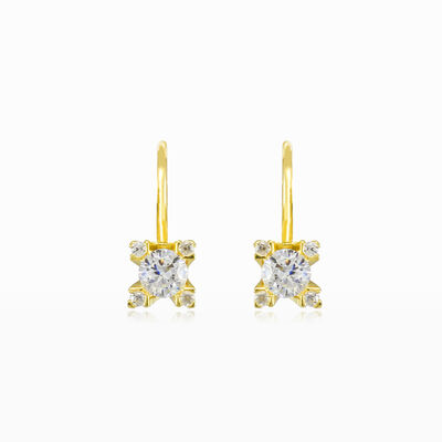 Five crystals gold earrings woman Earrings Lustrous