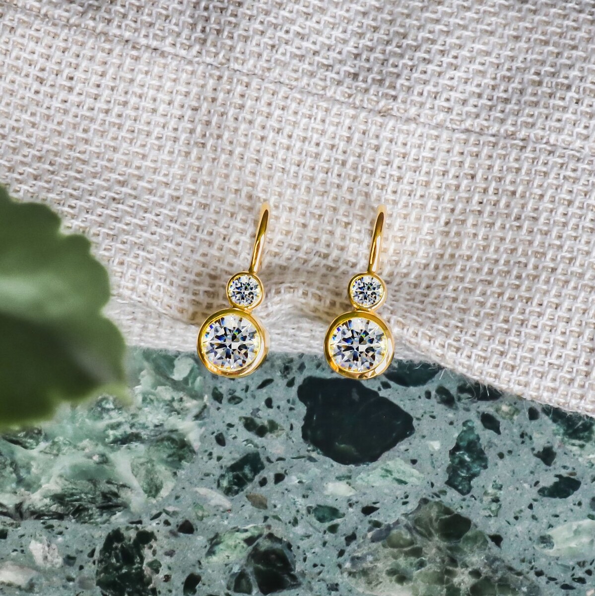 Bezel crystals gold earrings woman Earrings Lustrous N.1