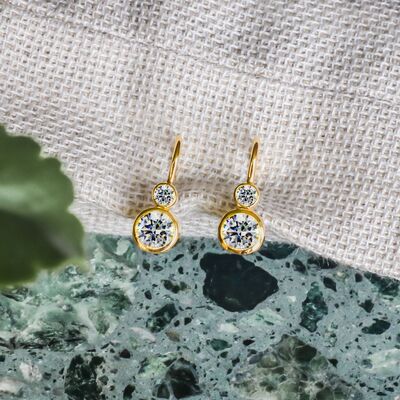 Bezel crystals gold earrings woman Earrings Lustrous