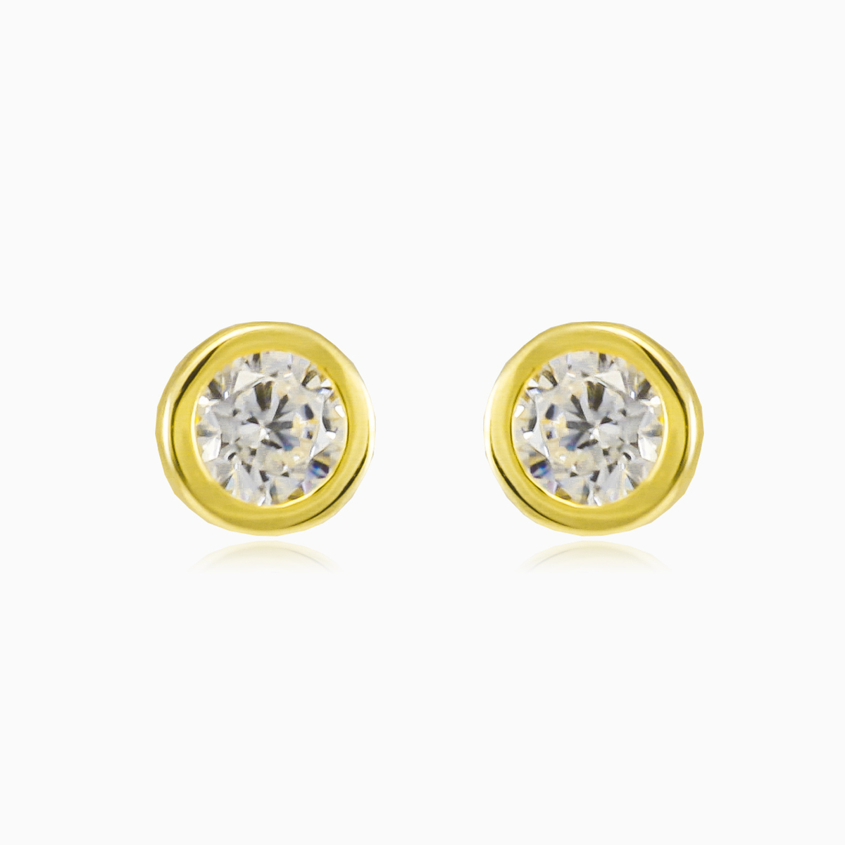 Bezel crystal gold studs unisex Earrings Lustrous N.1