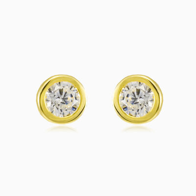 Aretes de luneta de cristal y oro  unisex Pendientes Lustrous