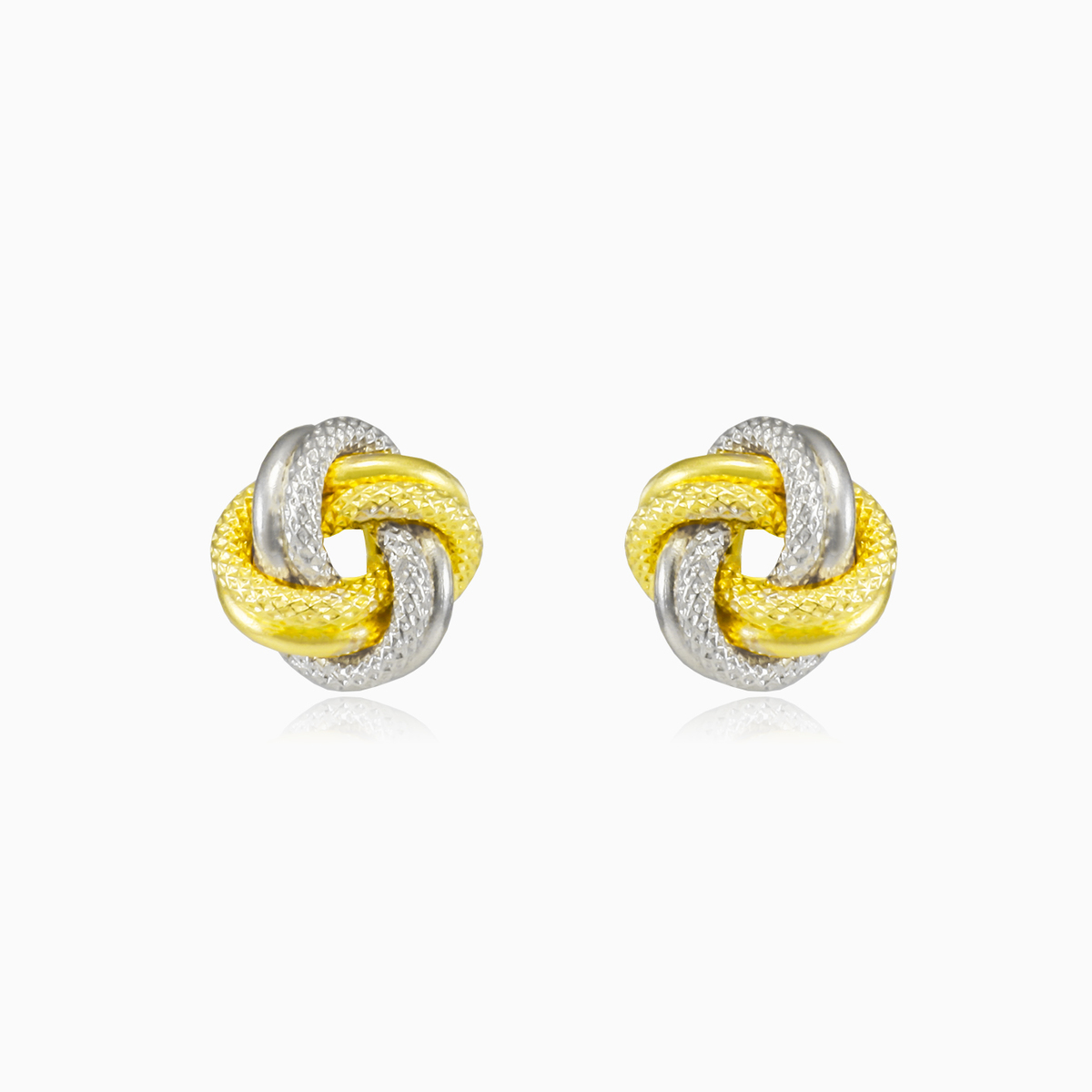 Bicolor gold knot studs woman Earrings Lustrous N.1