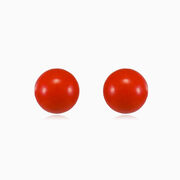 Aretes de bola de coral mujer Pendientes Tinge