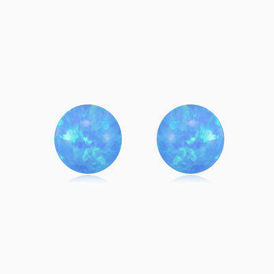 Blue opal ball gold studs woman Earrings Tinge