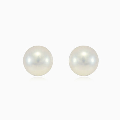 Aretes de oro con perlas blancas mujer Pendientes Tinge