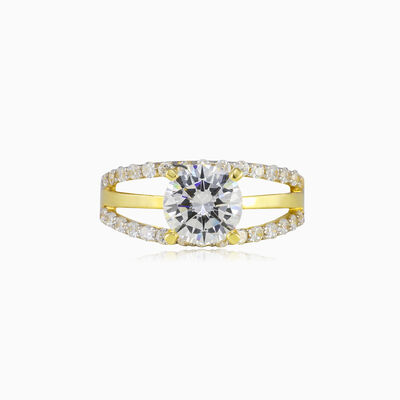 Three lines accent gold ring woman Engagement rings Lustrous