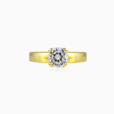 Double prong gold ring woman Engagement rings Lustrous