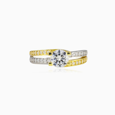 White and yellow gold accent ring woman Engagement rings Lustrous