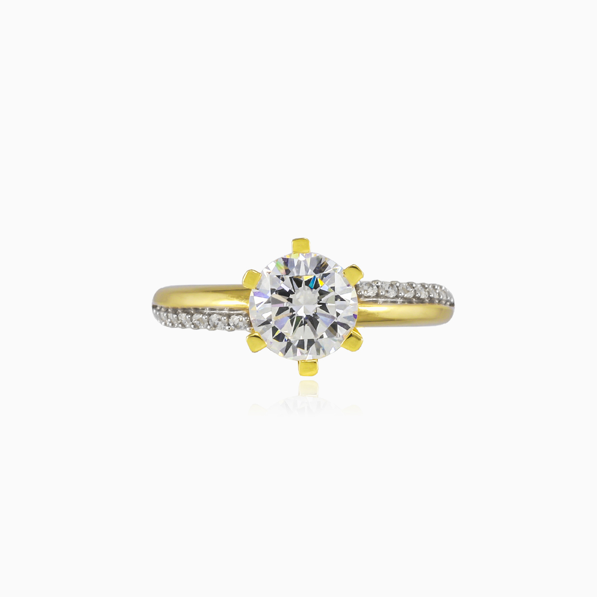 Bague unique à six griffes en or femme Bagues de fiançailles Lustrous N.1