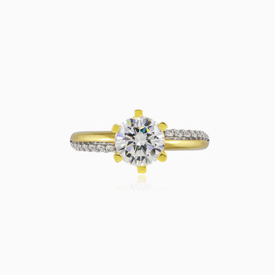 Unique six-prong gold ring woman Engagement rings Lustrous