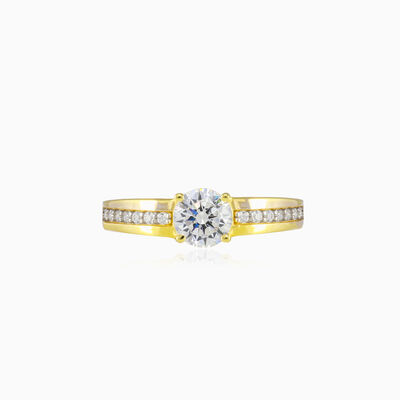 Contemporary accent gold ring woman Engagement rings Lustrous