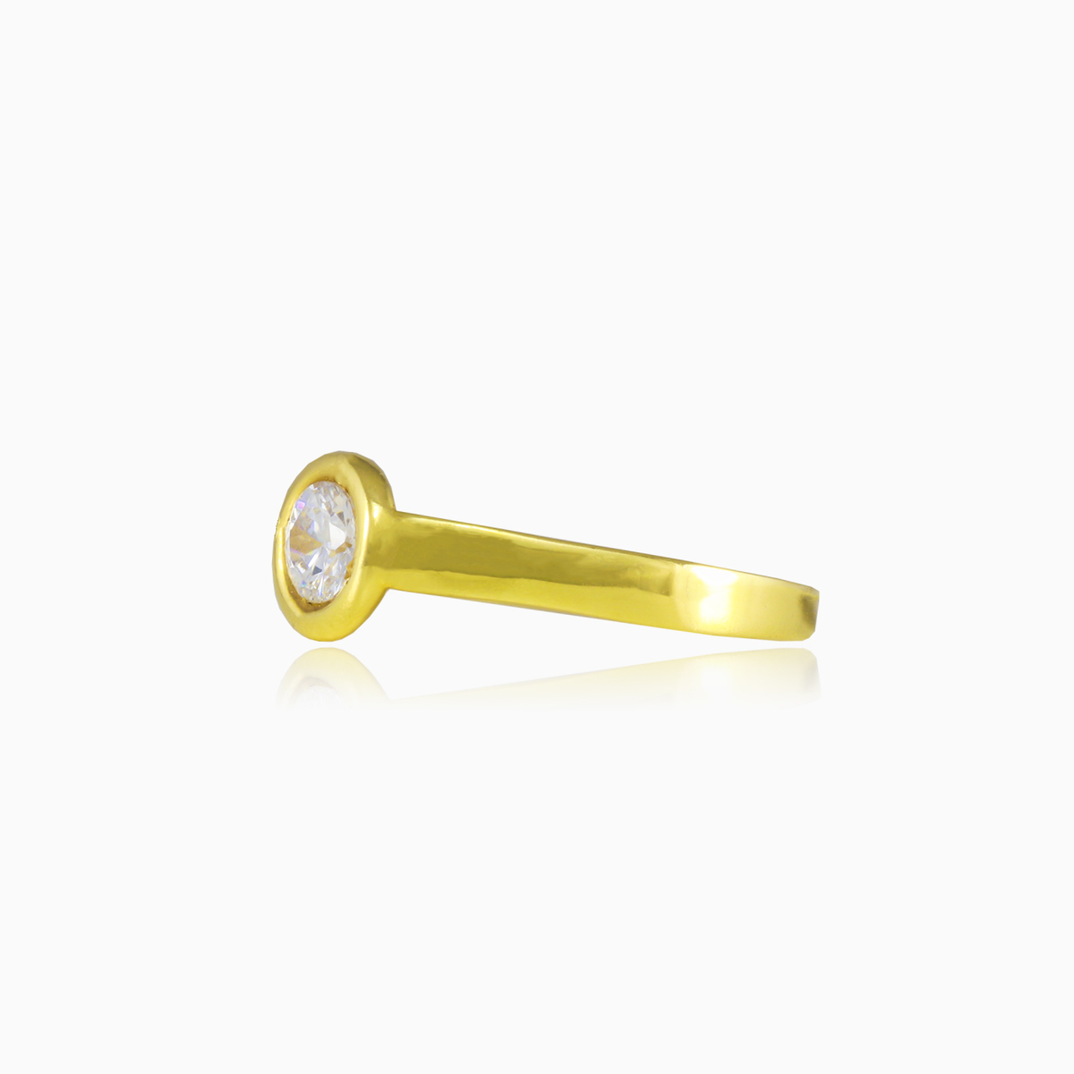 Золотое кольцо с глухой закрепкой (Bezel) кристалл unisex Помолвочные кольца Lustrous N.2