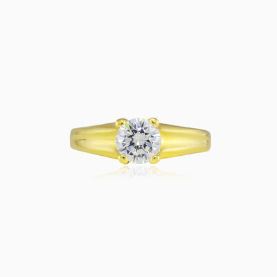 Carved crystal gold ring unisex Engagement rings Lustrous