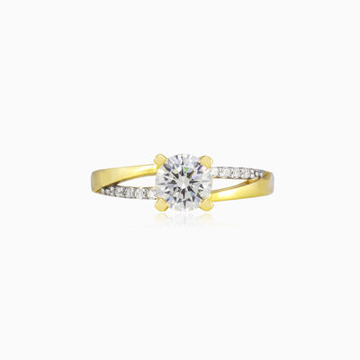 Accent double-lined gold ring woman Engagement rings Lustrous