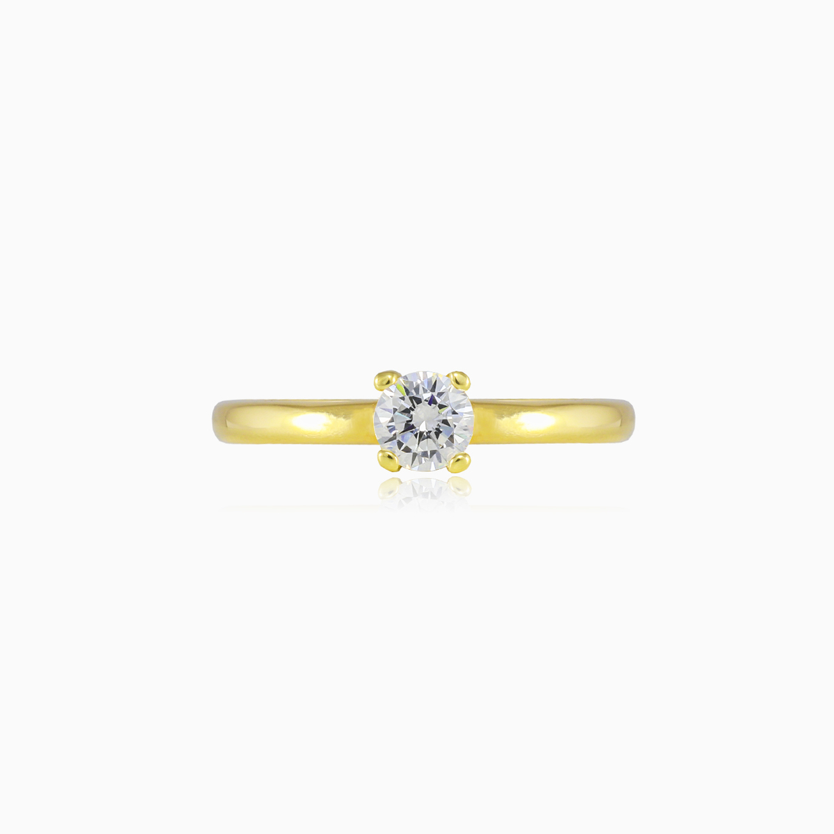 Thin four-prong solitaire gold ring woman Engagement rings Lustrous N.1