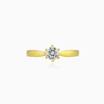 Thin six-prong solitaire gold ring woman Engagement rings Lustrous