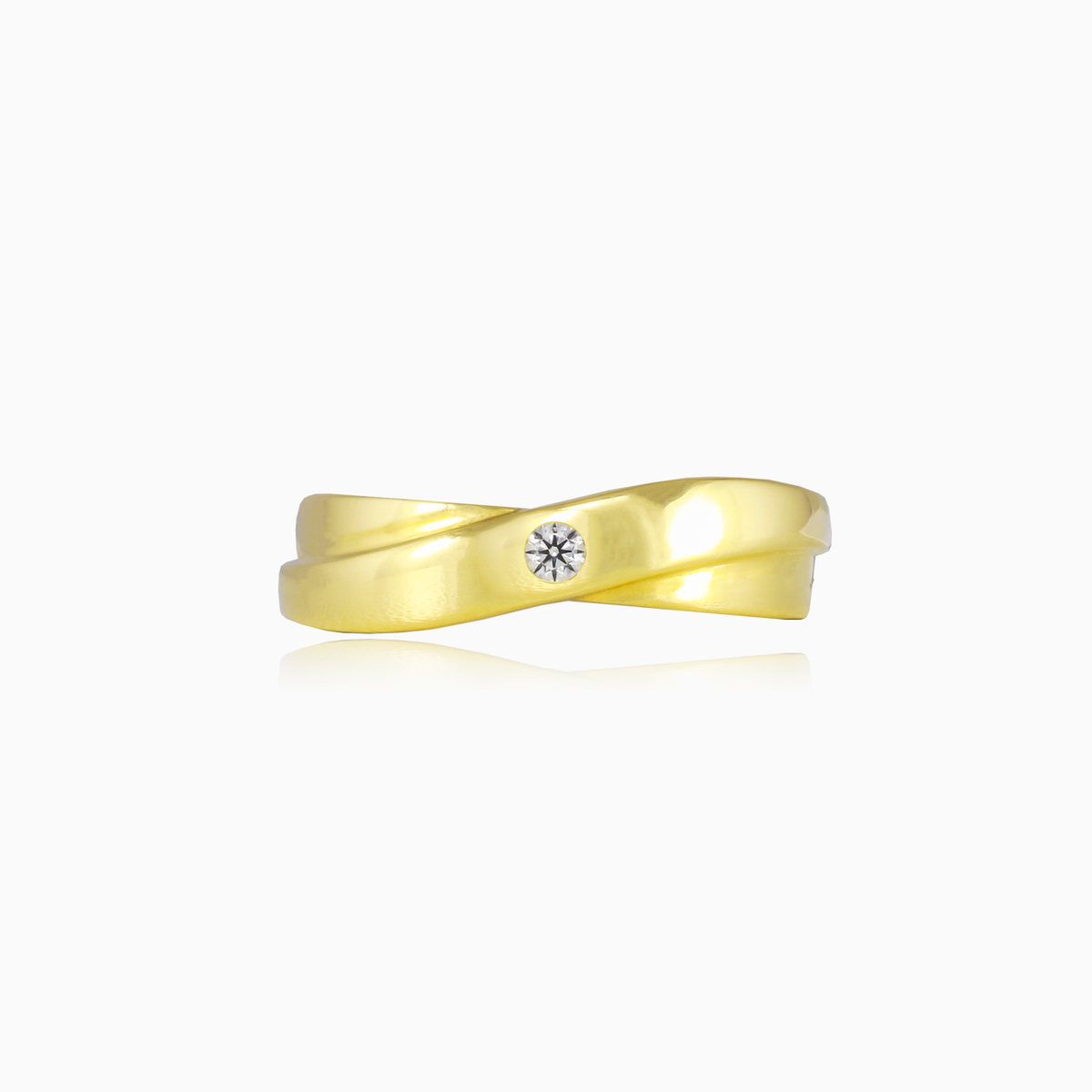 Витое золотое кольцо с одним кристаллом. unisex Помолвочные кольца Lustrous N.1
