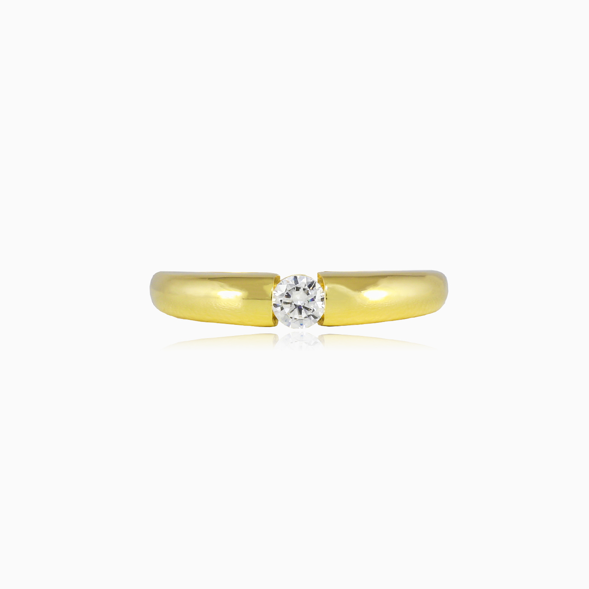 Round tension gold ring unisex Engagement rings Lustrous N.1