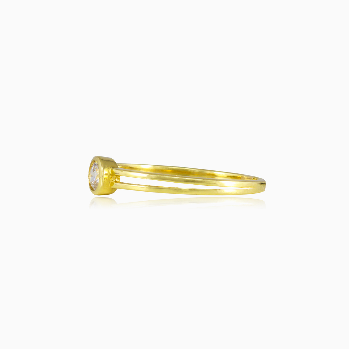 Anillo de oro amarillo con doble fila de biseles mujer Anillos de compromiso Lustrous N.2