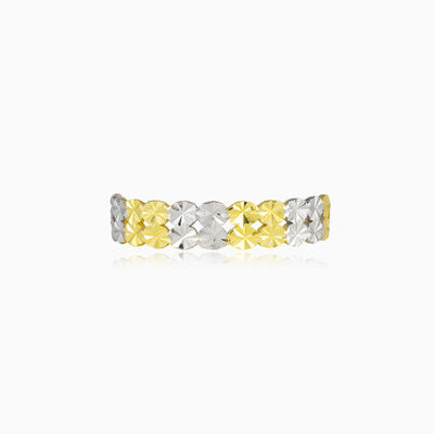 Shiny white and yellow band ring woman Wedding rings Lustrous