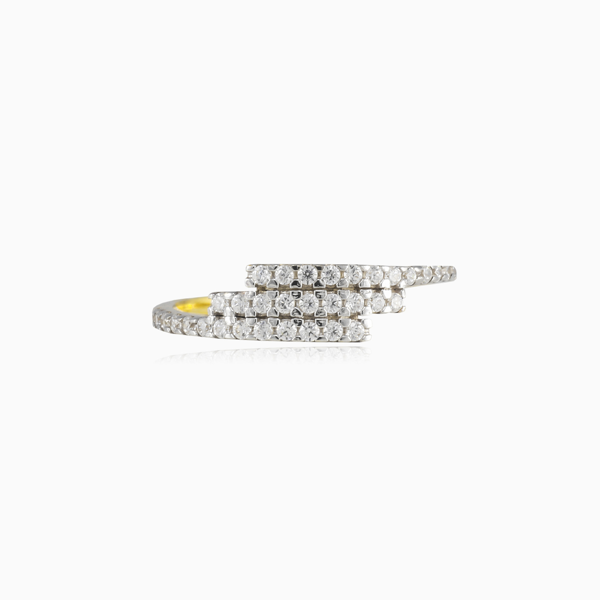 Three crystal lines gold ring woman Rings Lustrous N.1