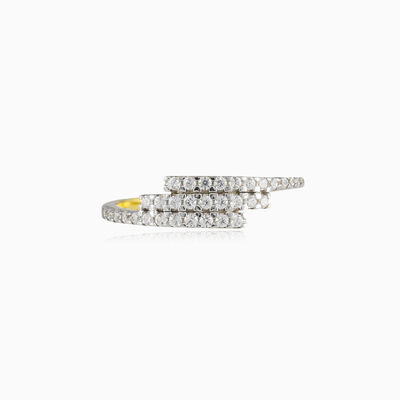 Three crystal lines gold ring woman Rings Lustrous