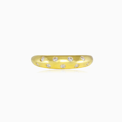 Crystal dots gold ring woman Wedding rings Lustrous