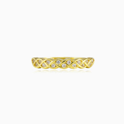 Braided gold crystal ring woman Wedding rings Lustrous