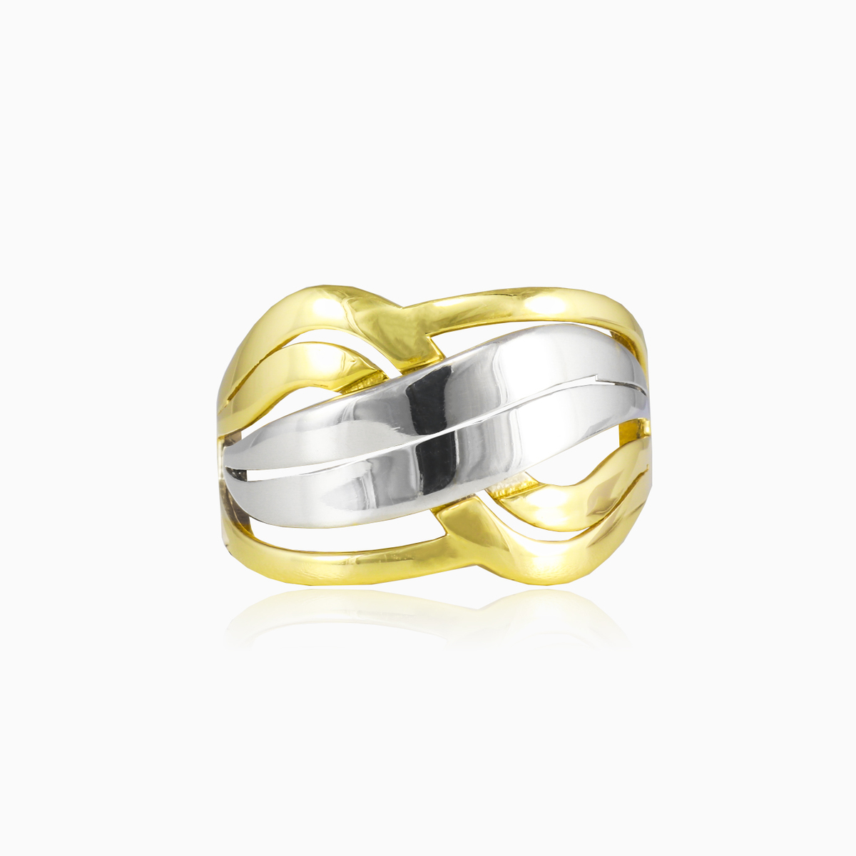 Threaded yellow and white gold ring woman Rings Lustrous N.1