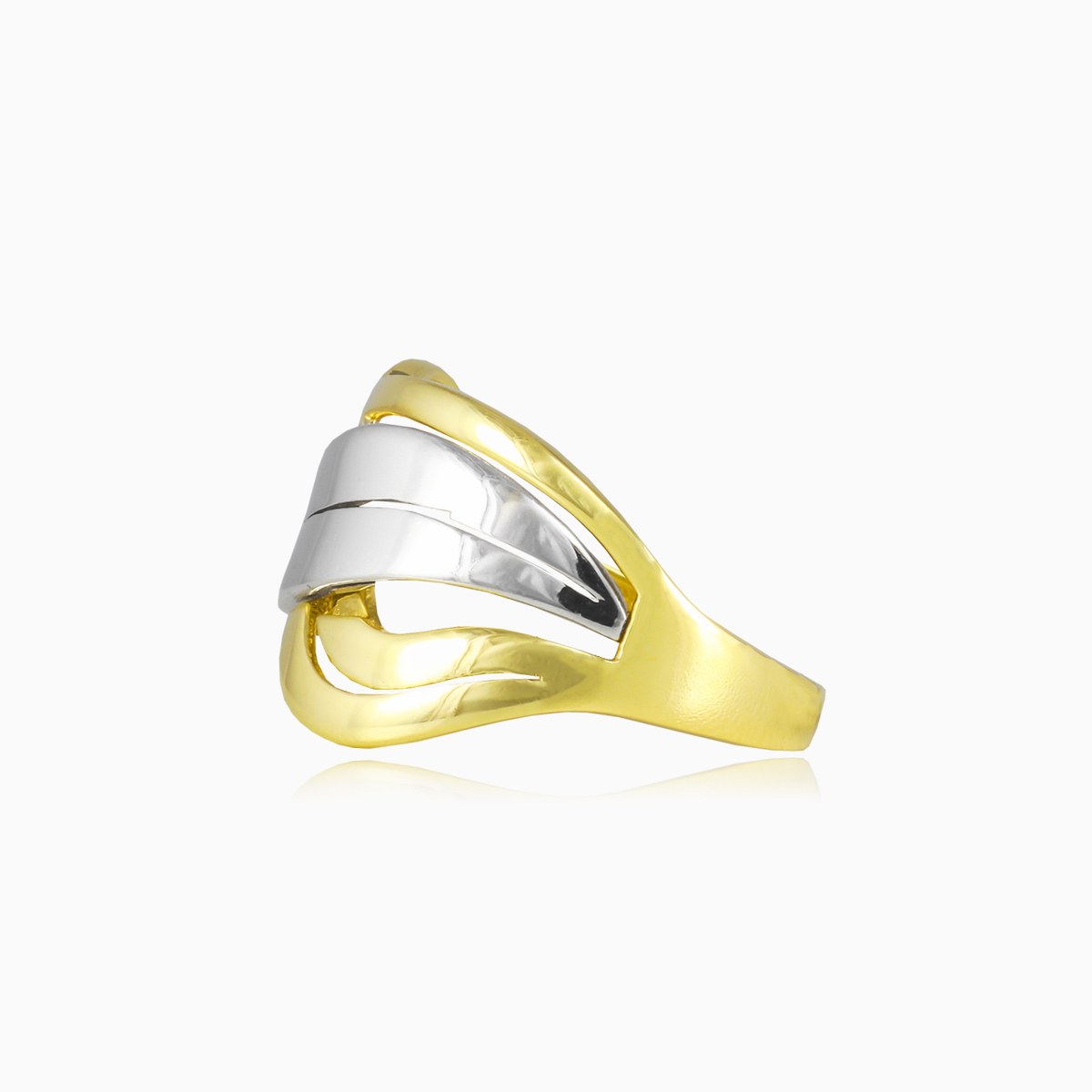 Threaded yellow and white gold ring woman Rings Lustrous N.2